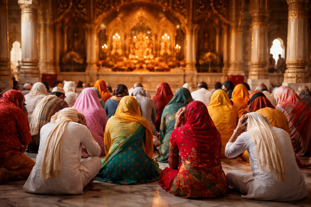  PEOPLE COVERING HEAD IN TEMPLE